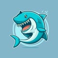 Angry blue shark logo character mascot icon funny cartoon vector style Royalty Free Stock Photo