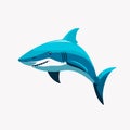 Angry blue shark logo character mascot icon funny cartoon vector style Royalty Free Stock Photo