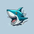 Angry blue shark logo character mascot icon funny cartoon vector style Royalty Free Stock Photo