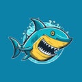 Angry blue shark logo character mascot icon funny cartoon vector style Royalty Free Stock Photo