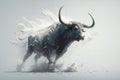 Illustration of angry bull character . Generative Ai