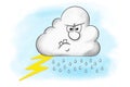 illustration of angry cartoon thunderstorm cloud