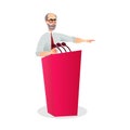 Illustration Angry Man Speaking Microphone Podium Royalty Free Stock Photo