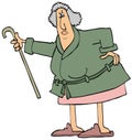 Angry old woman shaking her cane