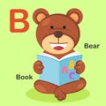 Illustration Animal Alphabet Letter B-Bear,Book