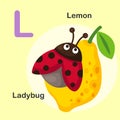 Illustration Animal Alphabet Letter L-Lemon,Ladybug
