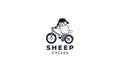 Illustration animal sheep or goat with cycle design vector logo cute cartoon