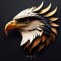 eagle head logo illustration, gold theme