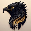 eagle head logo illustration, gold theme