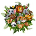 Animals forest cartoon meet together Royalty Free Stock Photo