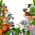Animals forest cartoons meet together Royalty Free Stock Photo