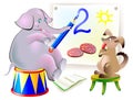 Illustration of animals learning write numbers.