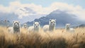Illustration animated of llama with mountain view