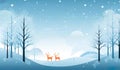 Illustration animationf winter scene with deer and trees in the background Royalty Free Stock Photo