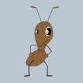 Illustration of an ant.  Brown funny ant that winks at you.  Cartoon character for illustrations of children`s books Royalty Free Stock Photo