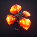Illustration of anthurium flower on a dark background - 3d render Generative AI