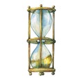 Illustration of antique hourglass.