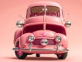 illustration of antique pink car with pink background. Generative AI