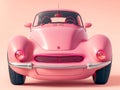 illustration of antique pink car with pink background. Generative AI