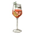 Illustration of Aperol Spritz cocktail. Royalty Free Stock Photo