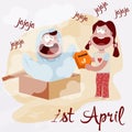 Illustration of April fool`s day,first April.