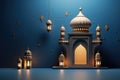 An illustration of an Arab mosque night. 3d composition. Ramadan.