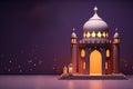 An illustration of an Arab mosque night. 3d composition. Ramadan.