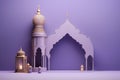 An illustration of an Arab mosque night. 3d composition. Ramadan.