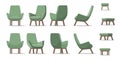 Illustration of an armchair in different perspectives