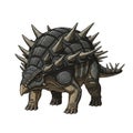 Of an armored dinosaur resembling an ankylosaur. The creature Royalty Free Stock Photo