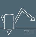 Illustration arrow indicating trend dynamic price oil, barrel roll, logo template corporate style Royalty Free Stock Photo