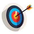 Illustration of an arrow and a target. Archery targets with different shots. An arrow that pierced the center of the Royalty Free Stock Photo