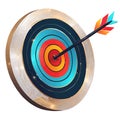 Illustration of an arrow and a target. Archery targets with different shots. An arrow that pierced the center of the Royalty Free Stock Photo