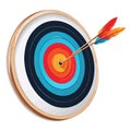 Illustration of an arrow and a target. Archery targets with different shots. An arrow that pierced the center of the Royalty Free Stock Photo