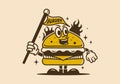 Illustration design of a burger character with arms and legs