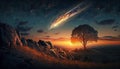 Fallen meteor on the golden hour