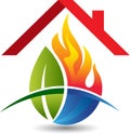 Leaf water flame and home logo