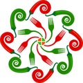 Red and green chili logo