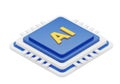 Illustration of artificial intelligence chip isolated on transparent background, showcasing ai technology Royalty Free Stock Photo