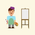 Illustration artist and easel.