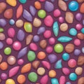 Assorted chocolates with color-changing candy coatings, just like a chameleon\'s skin