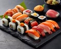 Illustration of assorted sushi. Royalty Free Stock Photo