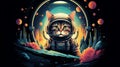 An illustration of an astronaut cat in a space suit AI Generated Royalty Free Stock Photo