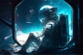 An Astronaut Sitting In An AquaSpace Royalty Free Stock Photo