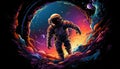 illustration of an astronaut in space generative AI Royalty Free Stock Photo