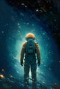 Illustration of an astronaut in space on the surface of a planet, Generative AI 2 Royalty Free Stock Photo