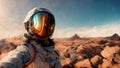 illustration of astronaut taking selfie in the outer space and planet earth on background. Royalty Free Stock Photo