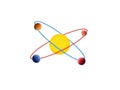 Illustration of an atom with a central nucleus and orbiting electrons Royalty Free Stock Photo