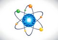 Illustration of an atom with electrons Royalty Free Stock Photo