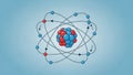Illustration of an atom model features a nucleus composed of red Royalty Free Stock Photo